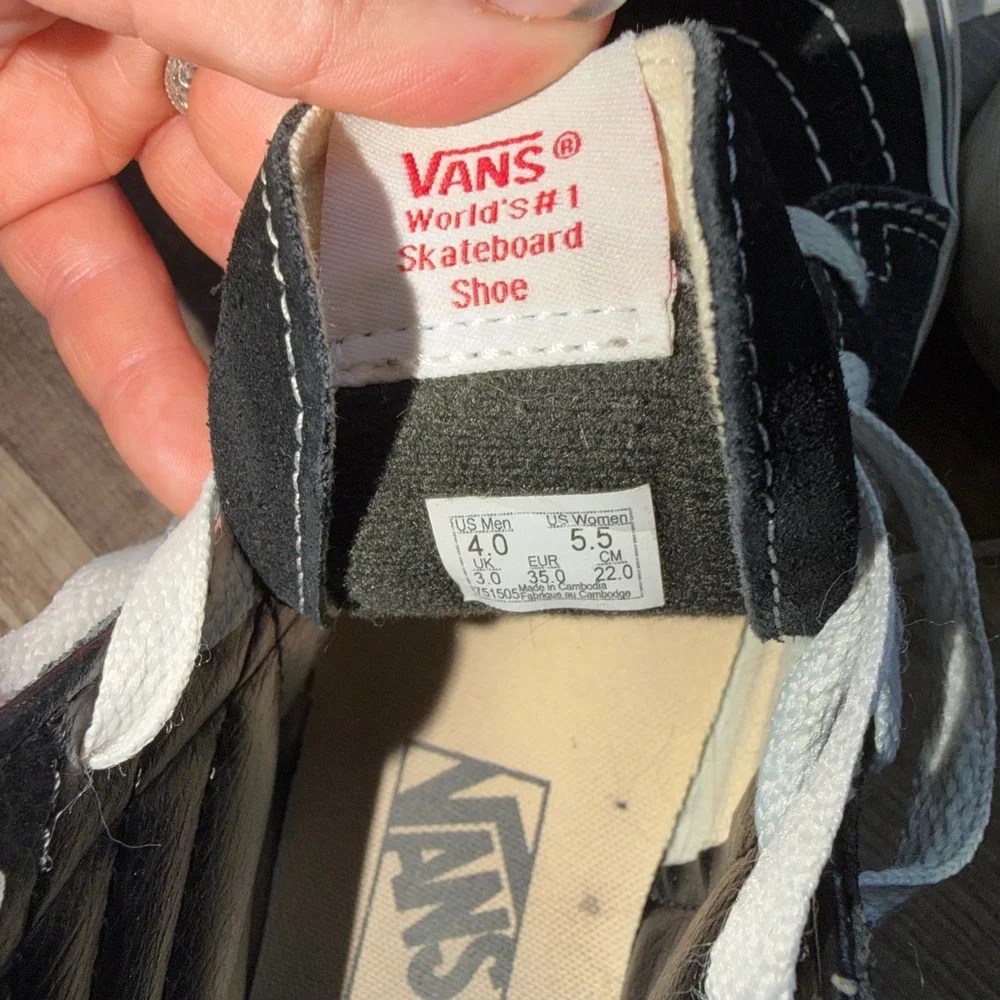 Vans Sk8-Hi High Top Sneakers Black White Suede Canvas Mens 4 Womens 5.5